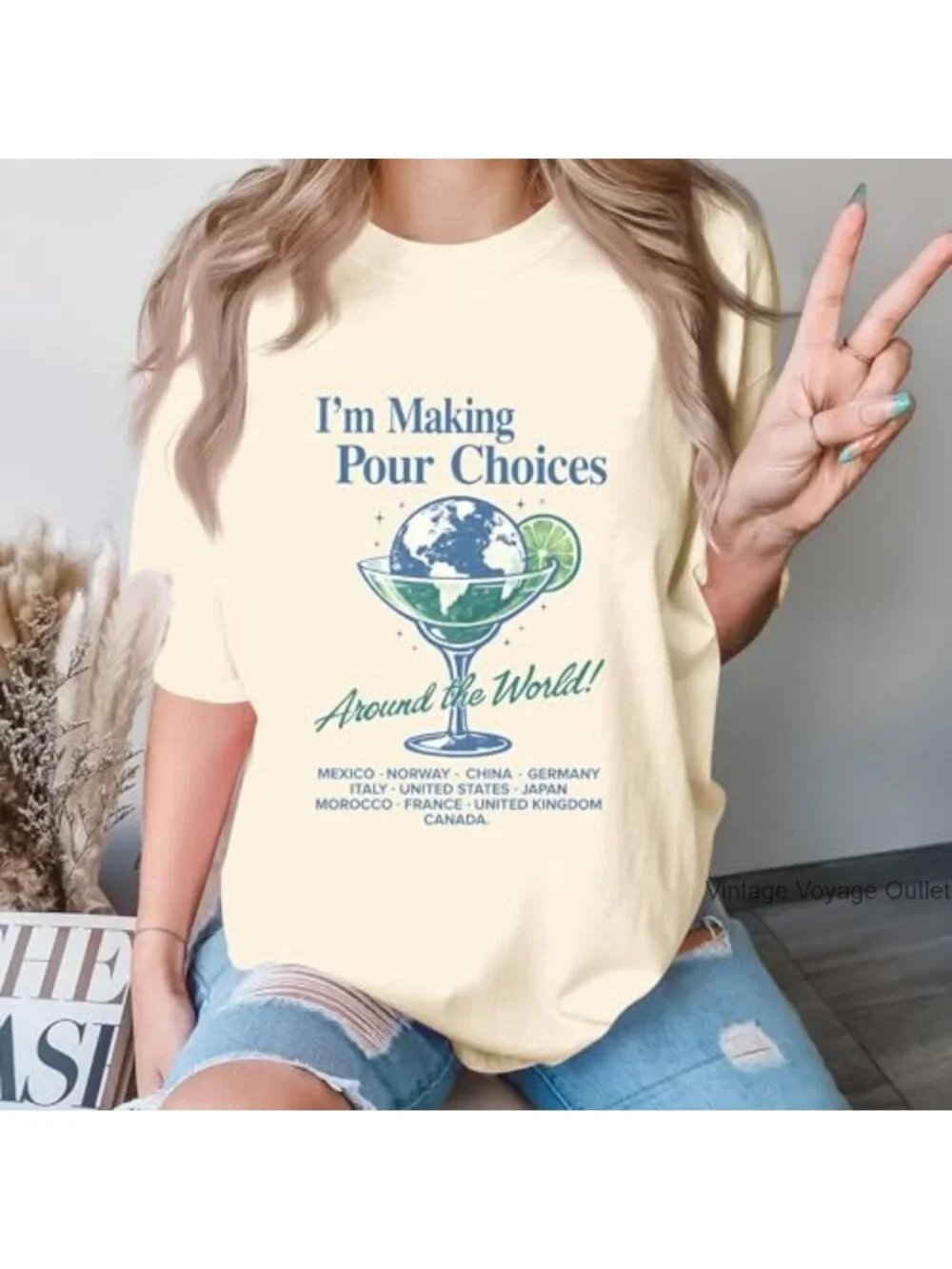 Drink Around the World Graphic Tee - Summer Vacation Shirt